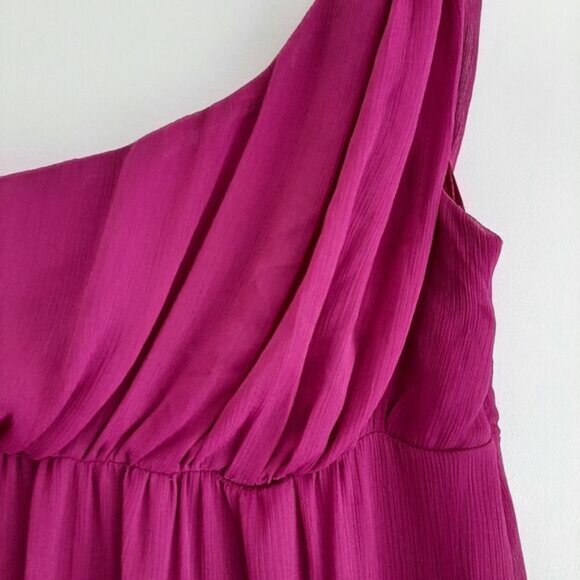 FORCAST \ One Shoulder Empire Waist Maxi Dress Pink Sz 10 Flawed - Picture 6 of 15